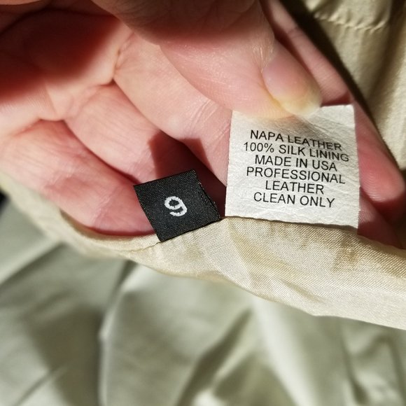 SOLD suit soft leather &silk light coffee JACKET /SKIRT - Picture 12 of 16